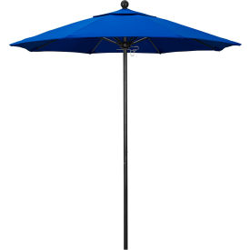 Venture 7-1/2' Patio Umbrella, Black Pole, Olefin Royal Blue Fabric