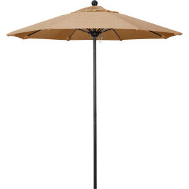Venture 7-1/2' Patio Umbrella, Black Pole, Sunbrella 2A Linen Sesame Fabric