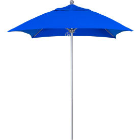 6' Patio Umbrella, Silver Pole, Sunbrella 1A Pacific Blue Fabric