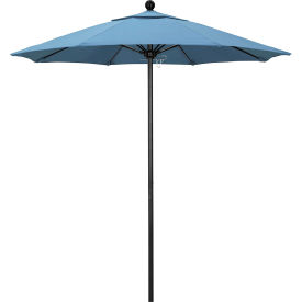 Venture 7-1/2' Patio Umbrella, Black Pole, Sunbrella 1A Air Blue Fabric