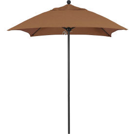 6' Patio Umbrella, Black Pole, Sunbrella 1A Teak Fabric