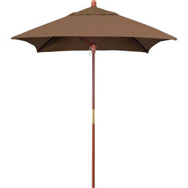 Grove 6' Square Patio Umbrella, Wood Pole, Sunbrella 1A Cocoa Fabric