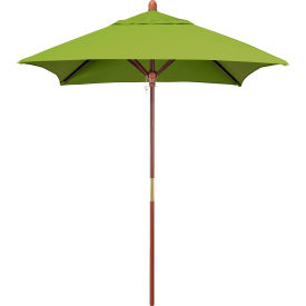 Grove 6' Square Patio Umbrella, Wood Pole, Sunbrella 2A Macaw Fabric
