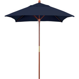 Grove 6' Square Patio Umbrella, Wood Pole, Sunbrella 1A Navy Fabric
