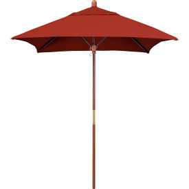 6' Square Patio Umbrella, Wood Pole, Sunbrella 2A Terracotta Fabric