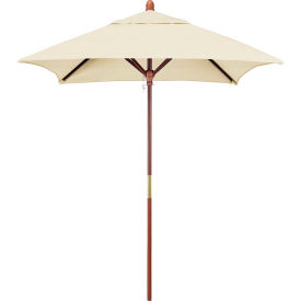 Grove 6' Square Patio Umbrella, Wood Pole, Sunbrella 1A Canvas Fabric