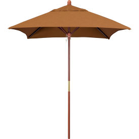 Grove 6' Square Patio Umbrella, Wood Pole, Sunbrella 1A Teak Fabric