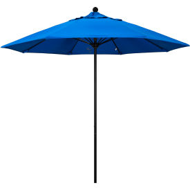Venture 9' Patio Umbrella, Black Pole, Olefin Royal Blue Fabric
