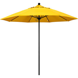 Venture 9' Patio Umbrella, Black Pole, Olefin Lemon Fabric