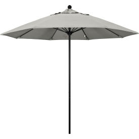 California Umbrella Venture 9' Patio Umbrella, Black Pole, Sunbrella 1A Granite Fabric