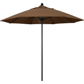 9' Patio Umbrella, Black Pole, Sunbrella 1A Cocoa Fabric