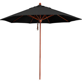 9' Round Patio Umbrella, Sunbrella 1A Black Fabric