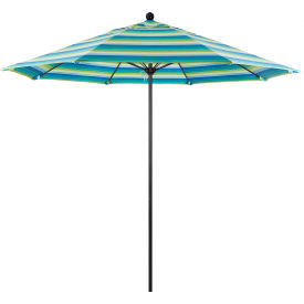 Venture 9' Patio Umbrella, Black Pole, Sunbrella 1A Seville Seaside Fabric