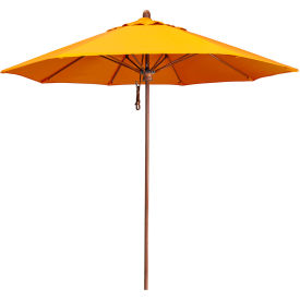9' Round Patio Umbrella, Sunflower Yellow Fabric