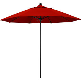 9' Patio Umbrella, Black Pole, Sunbrella 2A Jockey Red Fabric