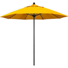 9' Patio Umbrella, Black Pole, Sunbrella 1A Sunflower Yellow Fabric