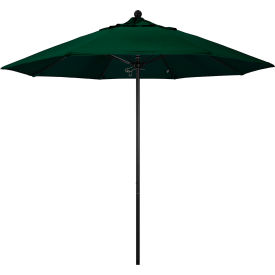 9' Patio Umbrella, Black Pole, Sunbrella 1A Forest Green Fabric