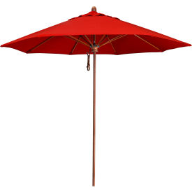 9' Round Patio Umbrella, Sunbrella 2A Jockey Red Fabric