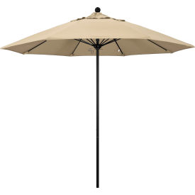 9' Patio Umbrella, Black Pole, Sunbrella 1A Antique Beige Fabric