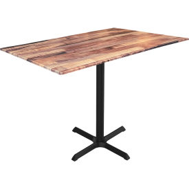 32" Dia. x 42"H EuroSlim Outdoor Table, X-Base, Rustic Top