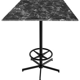 EuroSlim Outdoor Table, 5 Prong Base, 32"W x 32"D x 42"H, Black Marble Top