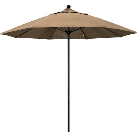 9' Patio Umbrella, Black Pole, Sunbrella 1A Heather Beige Fabric