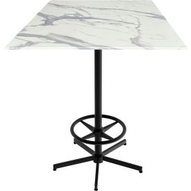 OD216 EuroSlim Outdoor Table, 5 Prong Base, 36"W x 36"D x 42"H, White Marble Top