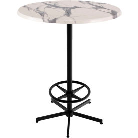 OD216 Enduro Outdoor Table, 30" Dia. x 42"H, White Marble Top