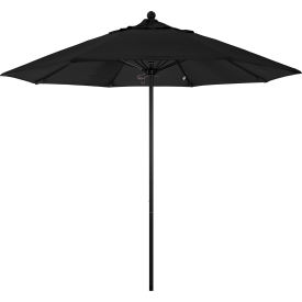 9' Patio Umbrella, Black Pole, Sunbrella 1A Black Fabric
