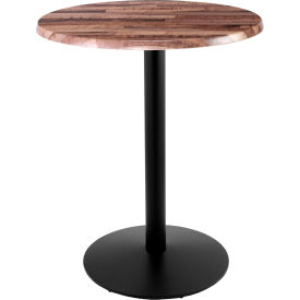 OD214 Enduro Outdoor Table, Disc Base, 30" Dia. x 42"H, Rustic Top