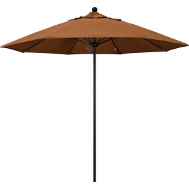 9' Patio Umbrella, Black Pole, Sunbrella 1A Teak Fabric