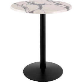 Enduro Outdoor Table, Disc Base, 30" Dia. x 42"H, White Marble Top
