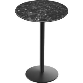 OD214 EuroSlim Outdoor Table, Disc Base, 32" Dia. x 42"H, Black Marble Top