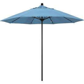 9' Patio Umbrella, Black Pole, Sunbrella 1A Air Blue Fabric