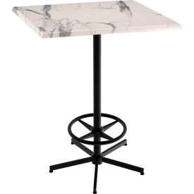 Enduro Outdoor Table, 5 Prong Base, 30"W x 30"D x 42"H, White Marble Top