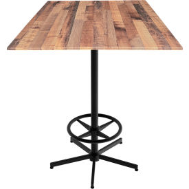 EuroSlim Outdoor Table, 5 Prong Base, 32"W x 32"D x 42"H, Rustic Top