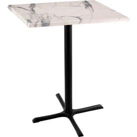 Enduro Outdoor Table, X-Base, 30"W x 30"D x 42"H, White Marble Top