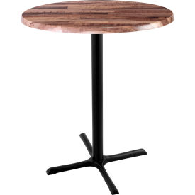 Enduro Outdoor Table, X-Base, 30" Dia. x 42"H, Rustic Top