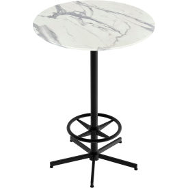 EuroSlim Outdoor Table, 5 Prong Base, 32" Diameter x 42" Height, White Marble Top