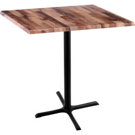 Enduro Outdoor Table, X-Base, 36"W x 36"D x 42"H, Rustic Top