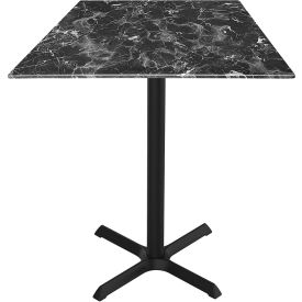 OD211 EuroSlim Outdoor Table, X-Base, 48"W x 32"D x 42"H, Black Marble Top