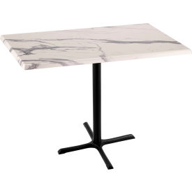 Enduro Outdoor Table, X-Base, 48"W x 30"D x 42"H, White Marble Top
