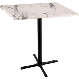 Enduro Outdoor Table, X-Base, 36"W x 36"D x 42"H, White Marble Top