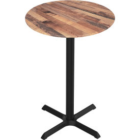 36" Dia. x 42"H Outdoor Table, X-Base, Rustic Top