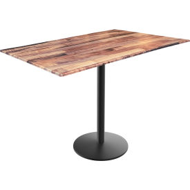 OD214 EuroSlim Outdoor Table, Disc Base, 48"W x 32"D x 42"H, Rustic Top