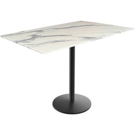 EuroSlim Outdoor Table, Disc Base, 48"W x 32"D x 42"H, White Marble Top