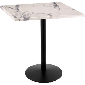 Enduro Outdoor Table, Disc Base, 36"W x 36"D x 42"H, White Marble Top
