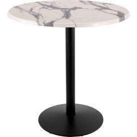 Enduro Outdoor Table, Disc Base, 36" Dia. x 42"H, White Marble Top