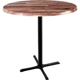 Enduro Outdoor Table, X-Base, 36" Dia. x 42"H, Rustic Top
