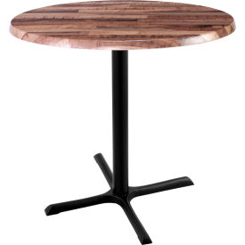 Enduro Outdoor Table, X-Base, 30" Diameter x 36" Height, Rustic Top